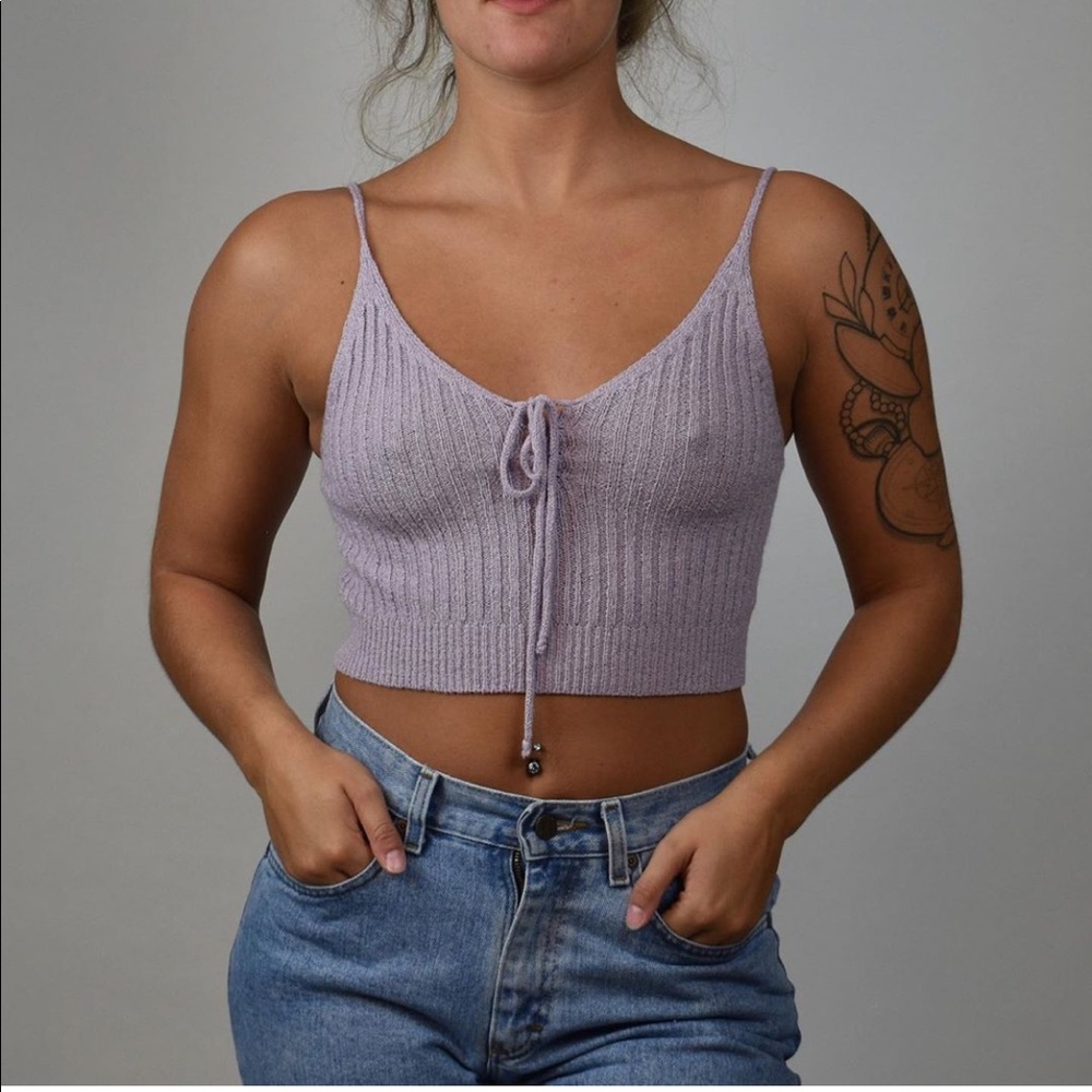 Pastel purple knit tank top/crop top
